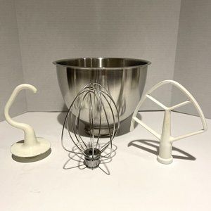 KITCHEN AID K45 Stainless Steel Replacement Mixing Bowl 4.5 qt & 3 Attachments